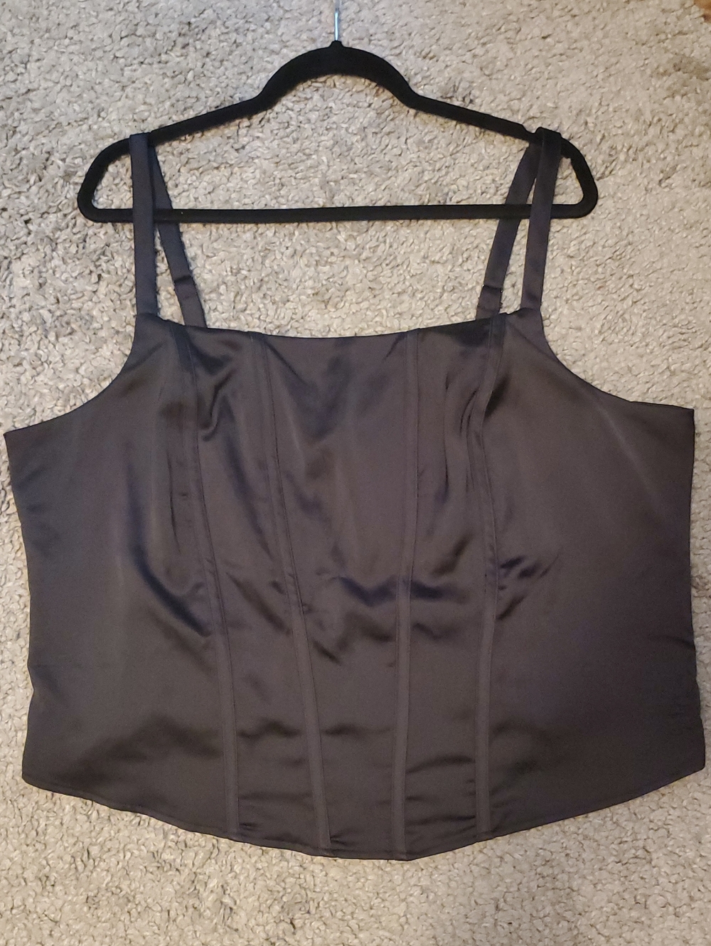 Torrid Black Satin Coset Tank Top Stretch Back